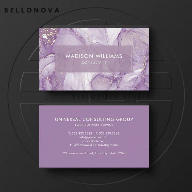 Anpassningsbar Lavender Lila White Glitter Profess Visitkort (Custom Lavender Purple White Glitter Professional Business Card)
