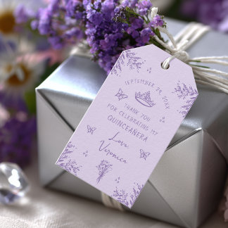 Anpassningsbar Lavender Lilac Quinceañera Favor Presentetikett