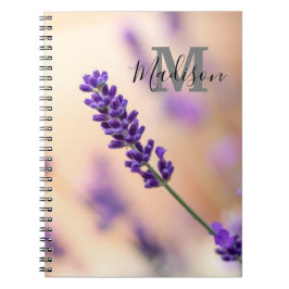 Anpassningsbar Lavender Monogram Namn Journal bärb Anteckningsbok
