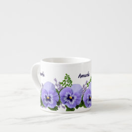 Anpassningsbar Lavender Pansy Flowers Espresso Kop Espressomugg