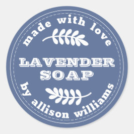 Anpassningsbar Lavender Soap Blue Runt Klistermärke