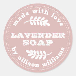 Anpassningsbar Lavender Soap Silver Rosa Runt Klistermärke
