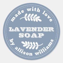 Anpassningsbar Lavender Soap Vintage Blue Runt Klistermärke