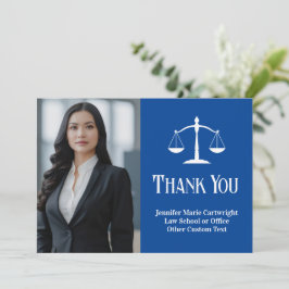 Anpassningsbar Law Office Blue White Lawyer Photo Tack Kort