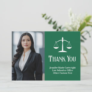 Anpassningsbar Law Office Grönt White Lawyer Photo Tack Kort