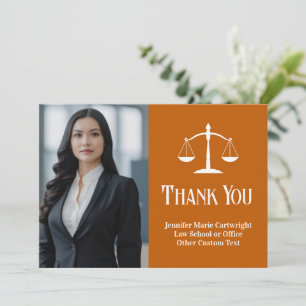 Anpassningsbar Law Office Orange White Lawyer Phot Tack Kort