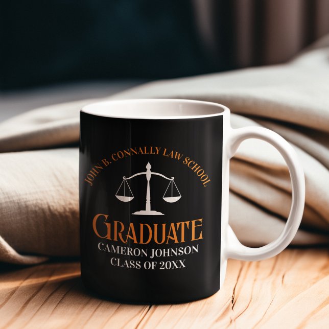 Anpassningsbar Law School Studenten Orange Black Kaffemugg (Skapare uppladdad)