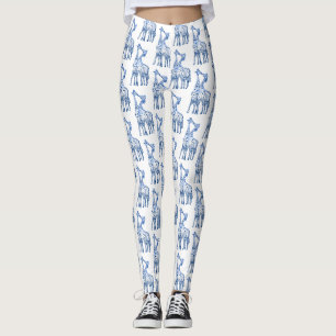 Anpassningsbar Leggings Giraffes Kiss