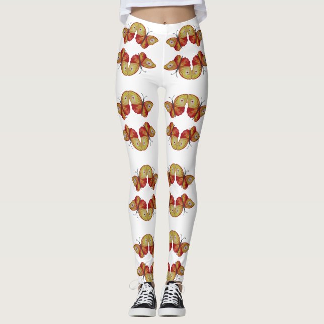 Anpassningsbar Leggings Gult Butterflies (Framsida)