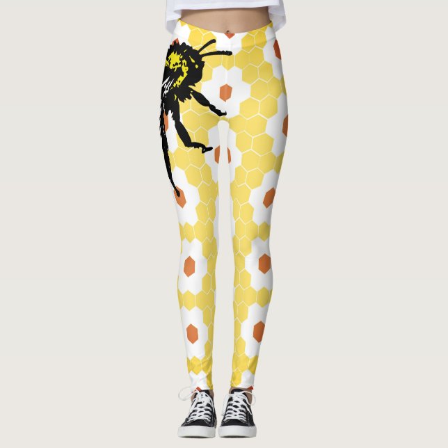 Anpassningsbar Leggings HONEYCOMB & BEE (Framsida)