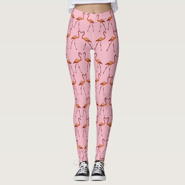 Anpassningsbar Leggings Rosa Flamingo (Framsida)