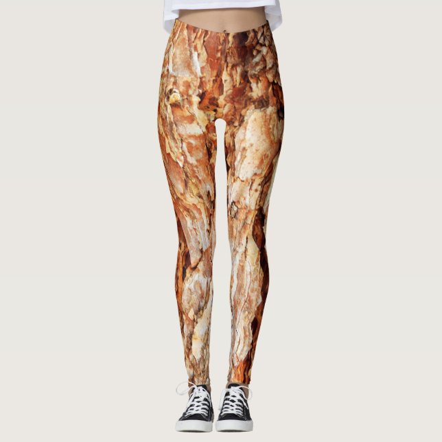 Anpassningsbar Leggings Träd Bark Design (Framsida)
