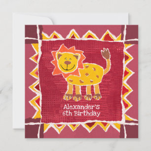 Anpassningsbar Lejon Collage Print Birthday-inbjud