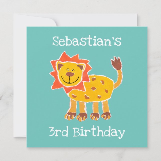 Anpassningsbar Lejon Collage Print Birthday-inbjud (Framsida)