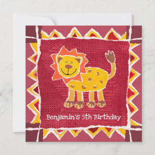 Anpassningsbar Lejon Collage Print Birthday-inbjud