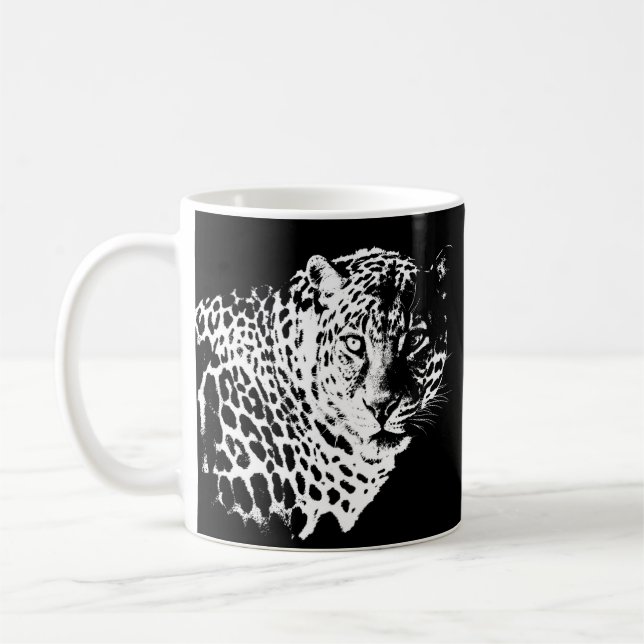 Anpassningsbar Leopard Ansikte Animals Pop Art-mal Kaffemugg (Vänster)