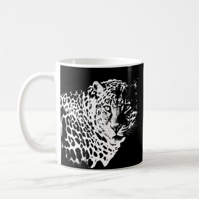 Anpassningsbar Leopard Ansikte Animals Trendig Mal Kaffemugg (Vänster)