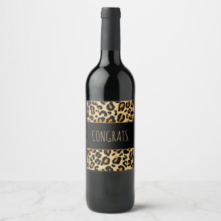Anpassningsbar Leopard Classid Modern Print Classi Vinflaska Etikett