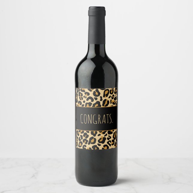 Anpassningsbar Leopard Classid Modern Print Classi Vinflaska Etikett (Framsida)