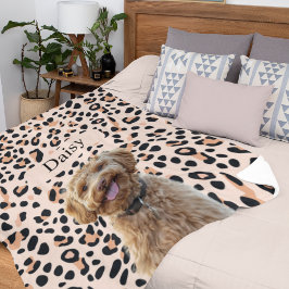 Anpassningsbar Leopard Hund Photo with Namn Fleecefilt