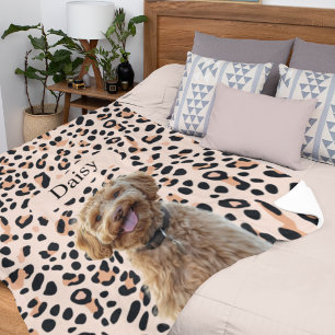 Anpassningsbar Leopard Hund Photo with Namn Fleecefilt