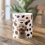 Anpassningsbar Leopard Hund Photo with Namn Kaffemugg<br><div class="desc">Njut av morgonkaffet med en personlig med hjälp av anpassningsbarnas leopardkaffe mugg med ett foto av din älskade hund och namn. Utskriftsdesignen för pastellleoparden i rosan lägger till en snyggt, skapar den en perfekt för djurälskare och ett unikt tillägg till köksmaterialet. Mugg är tillverkat av högkvalitativ keramik och är både...</div>