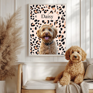 Anpassningsbar Leopard Hund Photo with Namn Poster