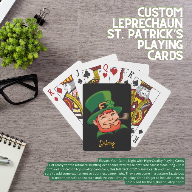Anpassningsbar Leprechaun St. Patrick spelkort (Birthday Depot Party Supplies Trendy Stylish Fun Cool
Custom Leprechaun St. Patrick's Playing Cards)