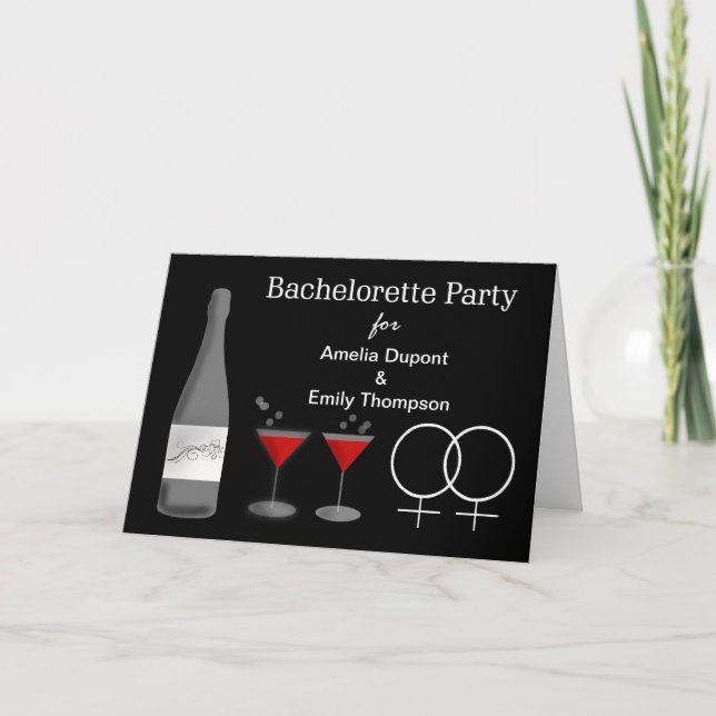 Anpassningsbar Lesbisk Bachelorette Party-inbjudan Inbjudan (Framsida)