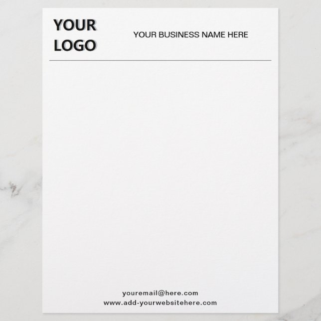 Anpassningsbar Letterhead med Logotyp, Namn e-post Brevhuvud (Framsida)