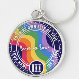 Anpassningsbar LGBT Rainbow NA NA A Recovery Token Rund Silverfärgad Nyckelring