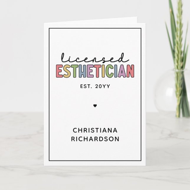 Anpassningsbar Licensed Esthetician Cosmetolog Kort (Framsida)