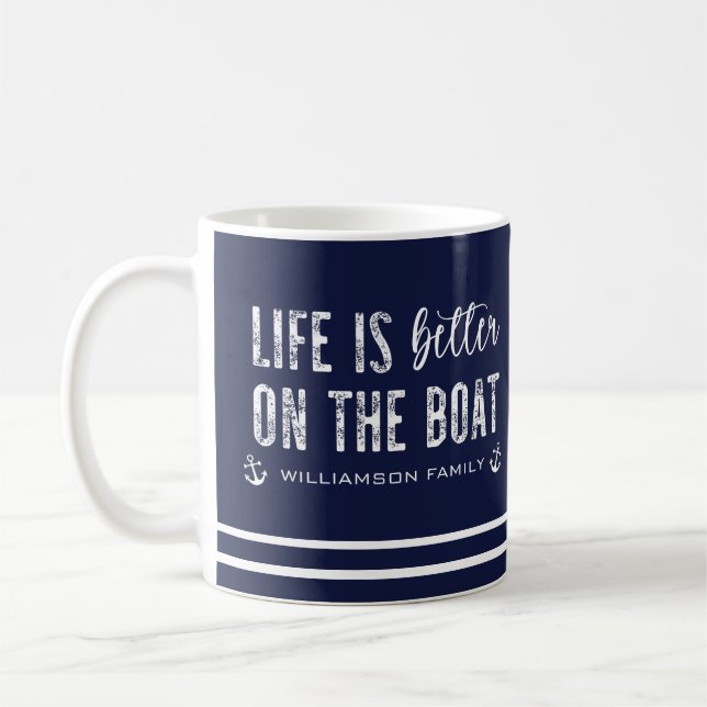 Anpassningsbar Life är bättre på båten | Båtliv Kaffemugg (Vänster)