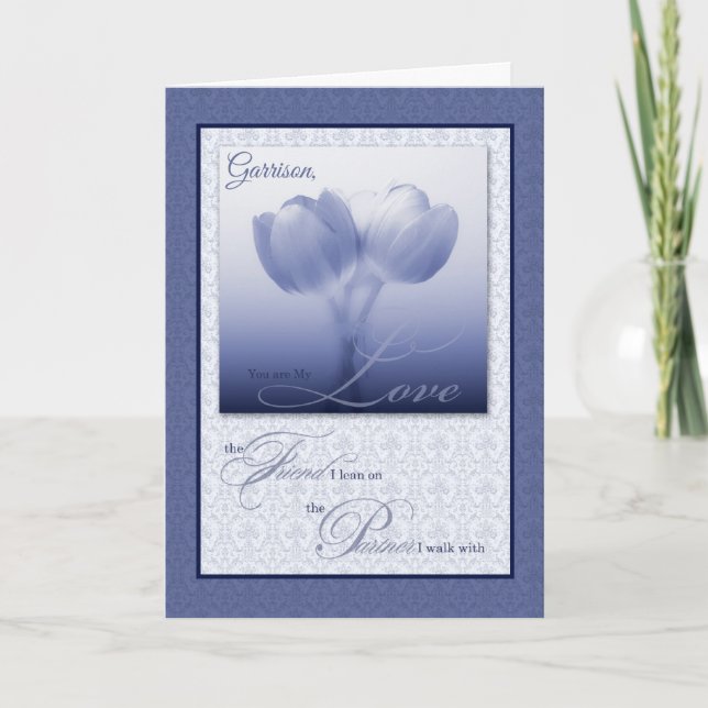 Anpassningsbar Life Partner Birthday Blue Tulips Kort (Framsida)