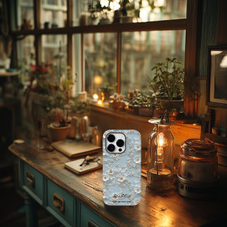 Anpassningsbar Light Blue Embroeded Blommigt Motiv