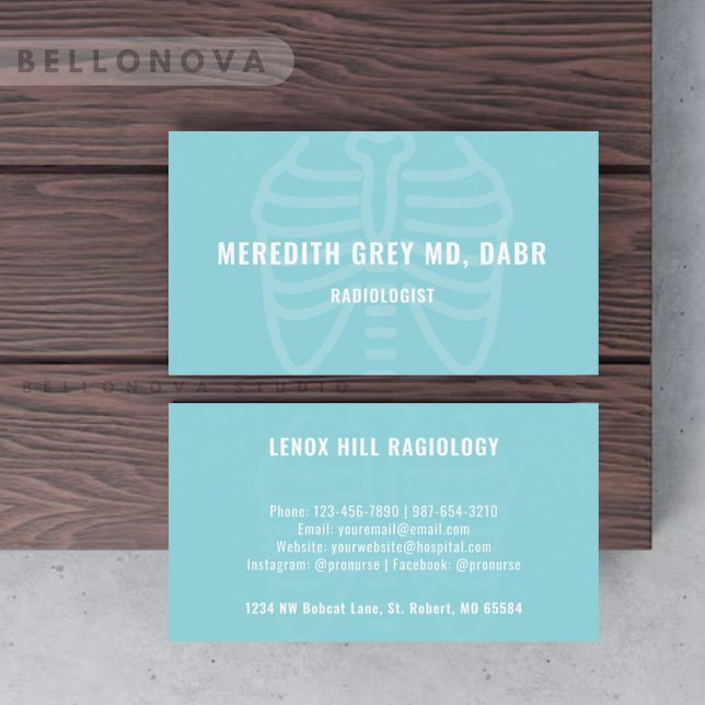 Anpassningsbar Light Blue White Radiologists Visitkort (Custom Light Bright Blue White Radiologists Business Card)