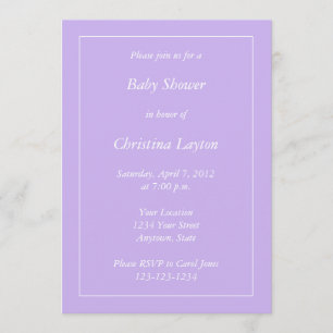 Anpassningsbar Light Lila Baby Shower-inbjudningar Inbjudningar