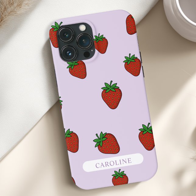 Anpassningsbar Light Lila Strawberry (Custom Strawberry Case-Mate Purple iPhone Case with your Name or Text)