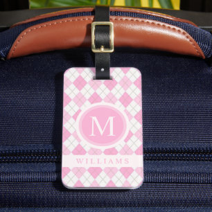Anpassningsbar Light Mft Pastel Rosa White Argyle Bagagebricka