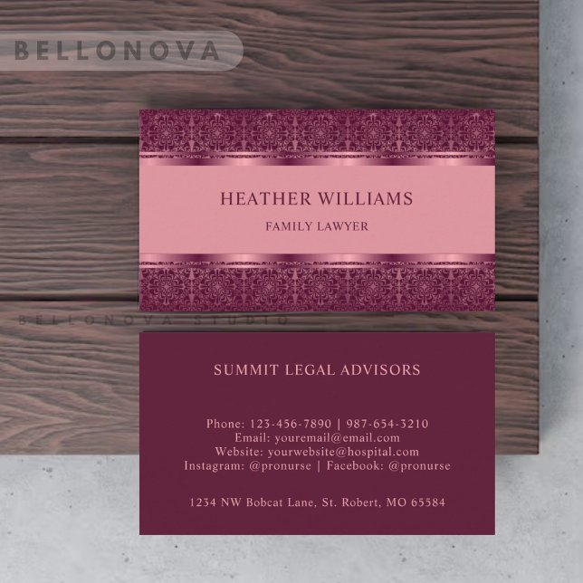 Anpassningsbar Light Mörk Rosa Lila Abstrakt Monog Visitkort (Custom Light Dark Pink Purple Abstract Monogram Business Card)