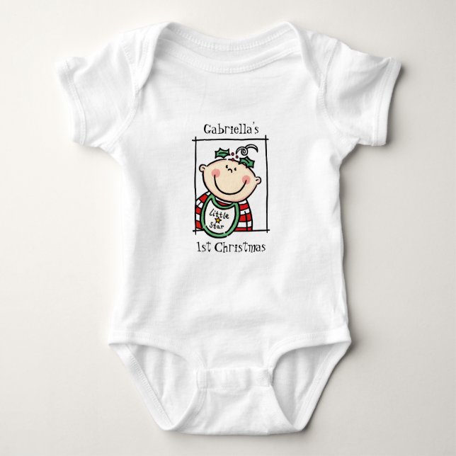Anpassningsbar Light Skin Tone Baby Första jul T Shirt (Framsida)