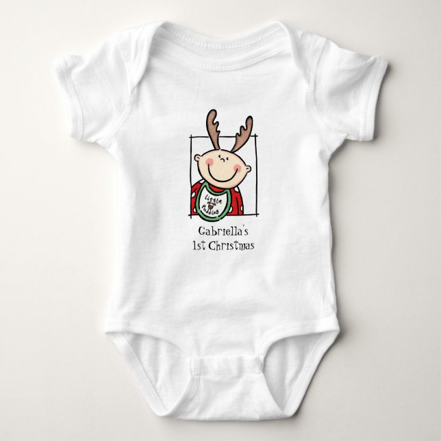 Anpassningsbar Light Skin Tone Baby Första jul T Shirt (Framsida)