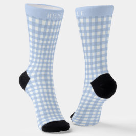 Anpassningsbar Light Soft Blue White Checkered Mön
