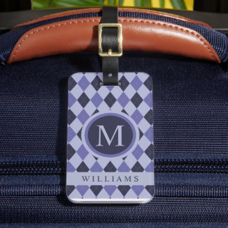 Anpassningsbar Light Violet Mörk Lila Blue Argyle Bagagebricka