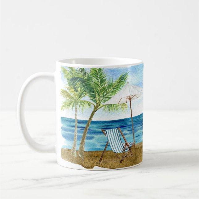 Anpassningsbar Lighthouse Handflatan Träd Beach Na Kaffemugg (Vänster)