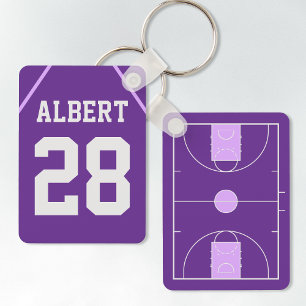 Anpassningsbar Lila Basketball Court med Player Na Nyckelring