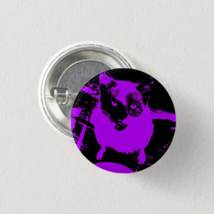 Anpassningsbar Lila Black Cat Small Round Button Knapp