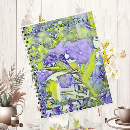 Anpassningsbar Lila blommor vattenfärgsfoto Anteck Anteckningsbok