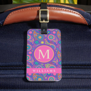 Anpassningsbar Lila Blue Rosa Paisley Mönster Bagagebricka