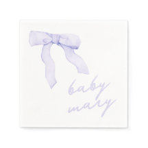 Anpassningsbar Lila Bow Baby Shower Napkins